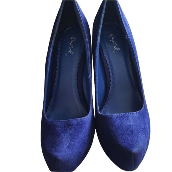 Blue Faux Suede Stiletto Heels - Picture 3 of 6